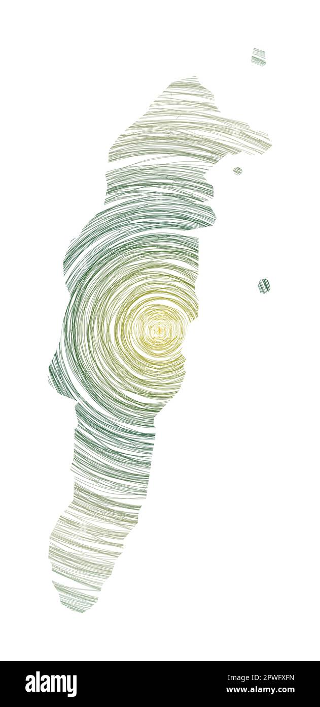 San Andres Karte gefüllt mit konzentrischen Kreisen. Skizzieren Sie Kreise in Form der Insel. Vektordarstellung. Stock Vektor