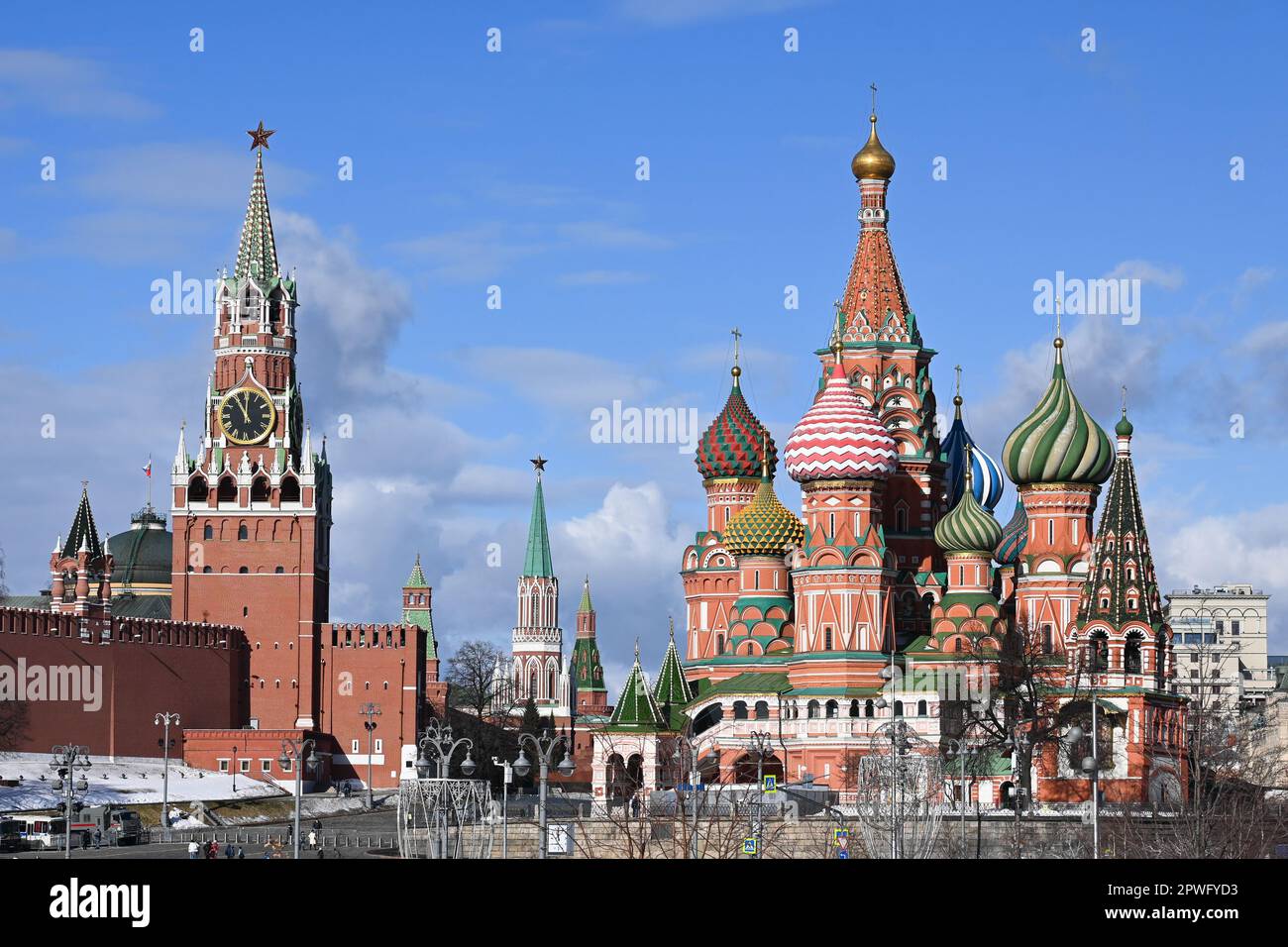 St. Basilius-Kathedrale. Kirche der Fürsprache der Heiligen Mutter Gottes auf dem Roten Platz in Moskau. Stockfoto