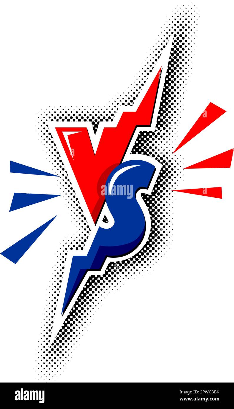 Comic VS oder versus-Vorlage. Gegen Blitzstrahlenbegrenzung, Comic-Duell und Kampflogo. Vektorsymbol des Battle-Cartoons auf transparentem Hintergrund Stock Vektor