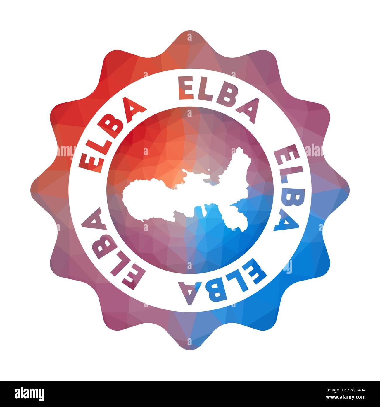 Elba Low Poly Logo. Buntes Reiselogo mit Farbverlauf der Insel im geometrischen Stil. Stock Vektor