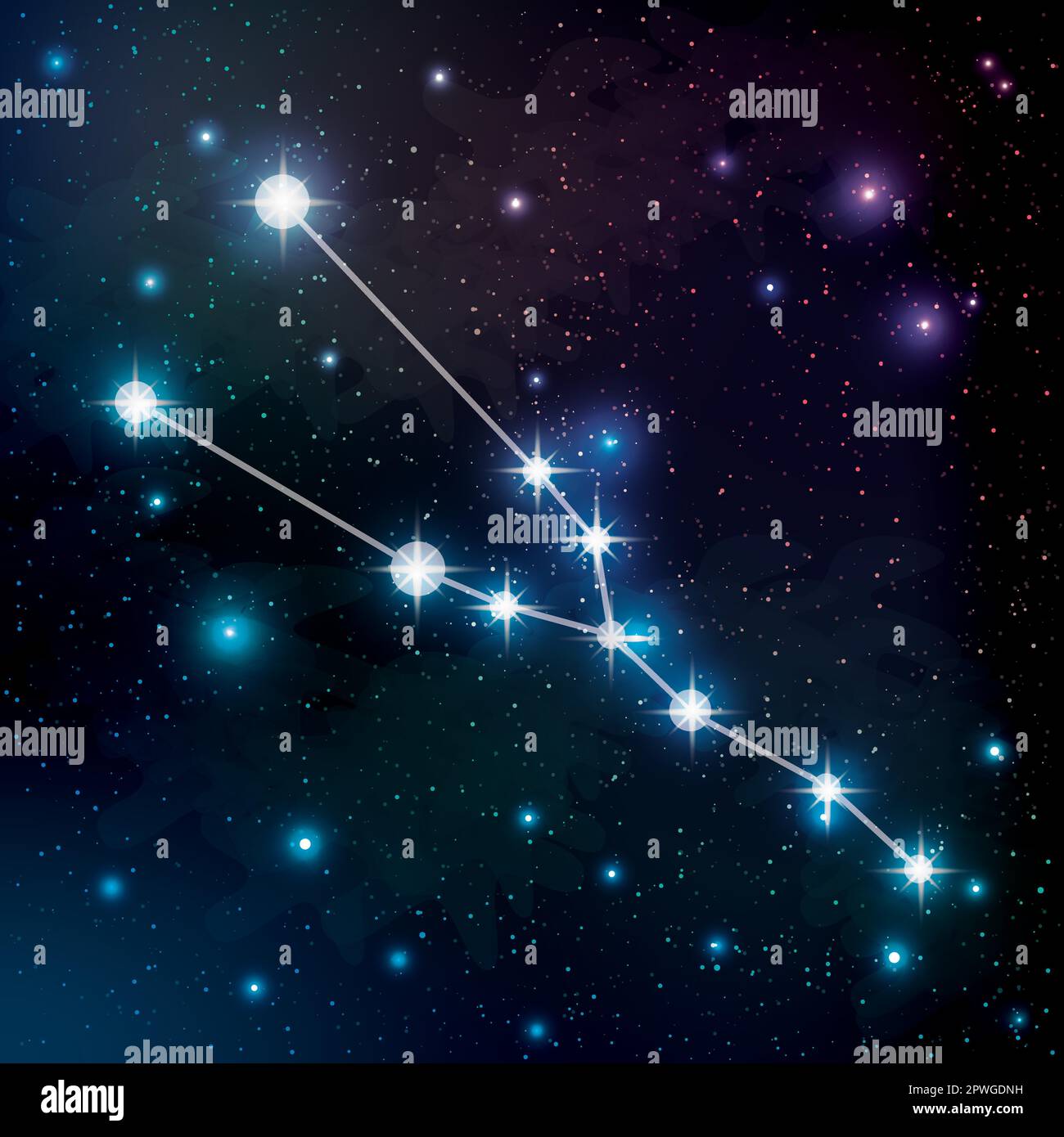 Tauruskonstellation am Nachthimmel Stock Vektor