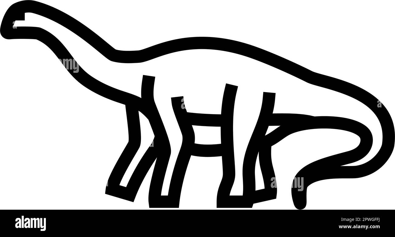 brontosaurus dinosaurier Tierlinien-Symbol-Vektordarstellung Stock Vektor