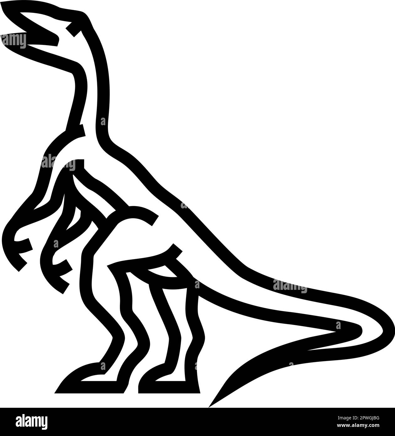 compsognathus dinosaurier Tierlinien-Symbol-Vektordarstellung Stock Vektor
