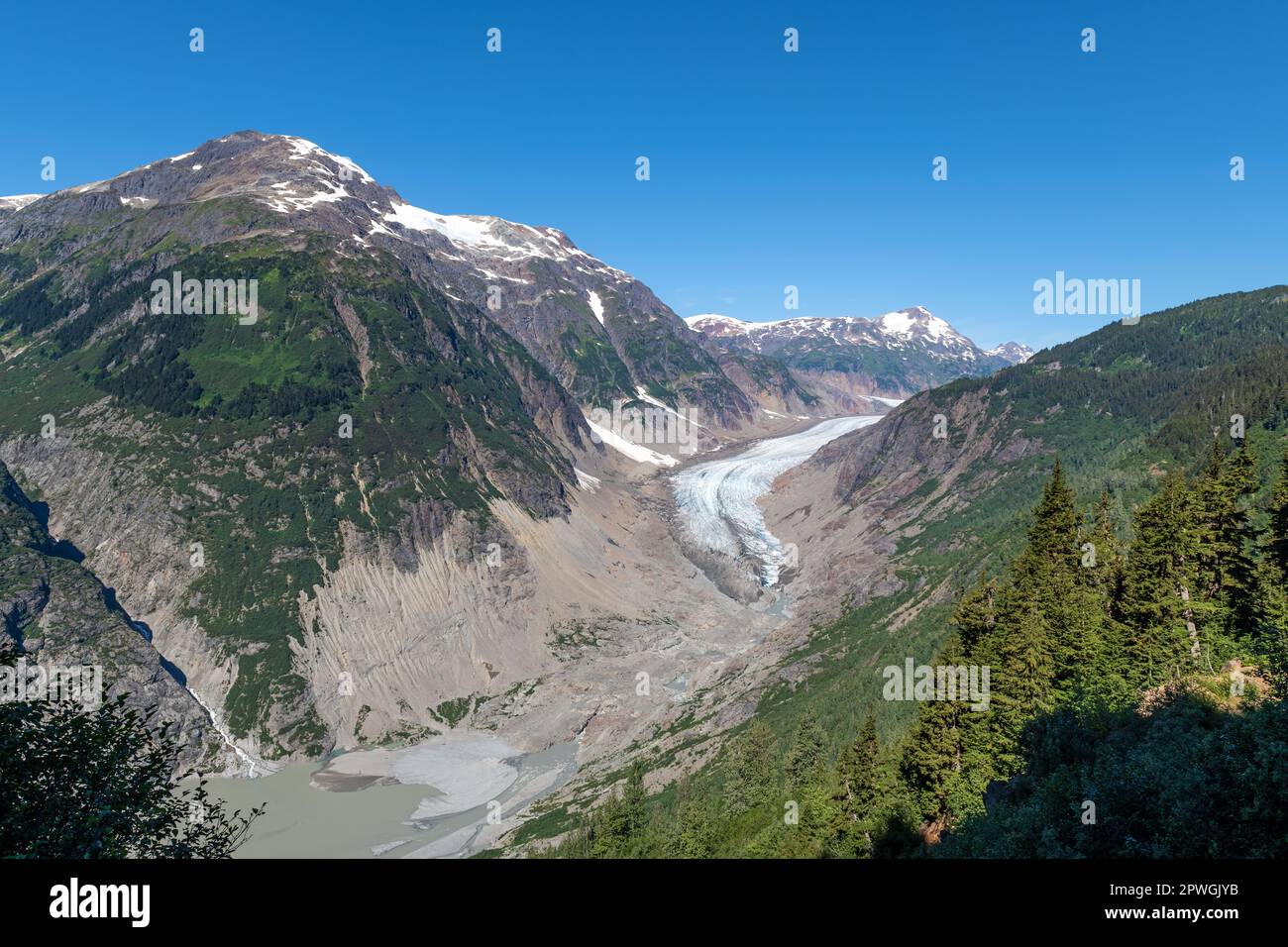 Gletscherzunge des Lachsgletschers, British Columbia, Kanada. Stockfoto Gletscherzunge des Lachsgletschers, British Columbia, Kanada. Stockfoto
