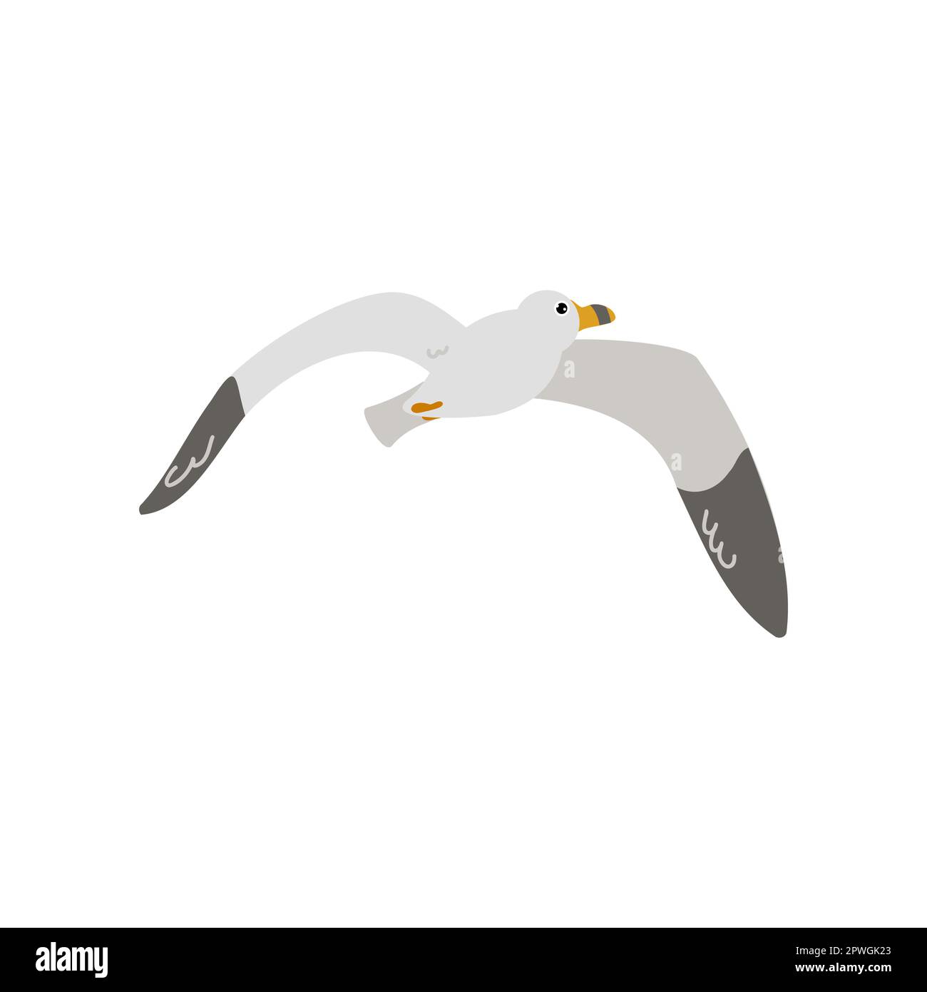 Möwen-fliegende Cartoon-Figur Flachvektordarstellung Stock Vektor