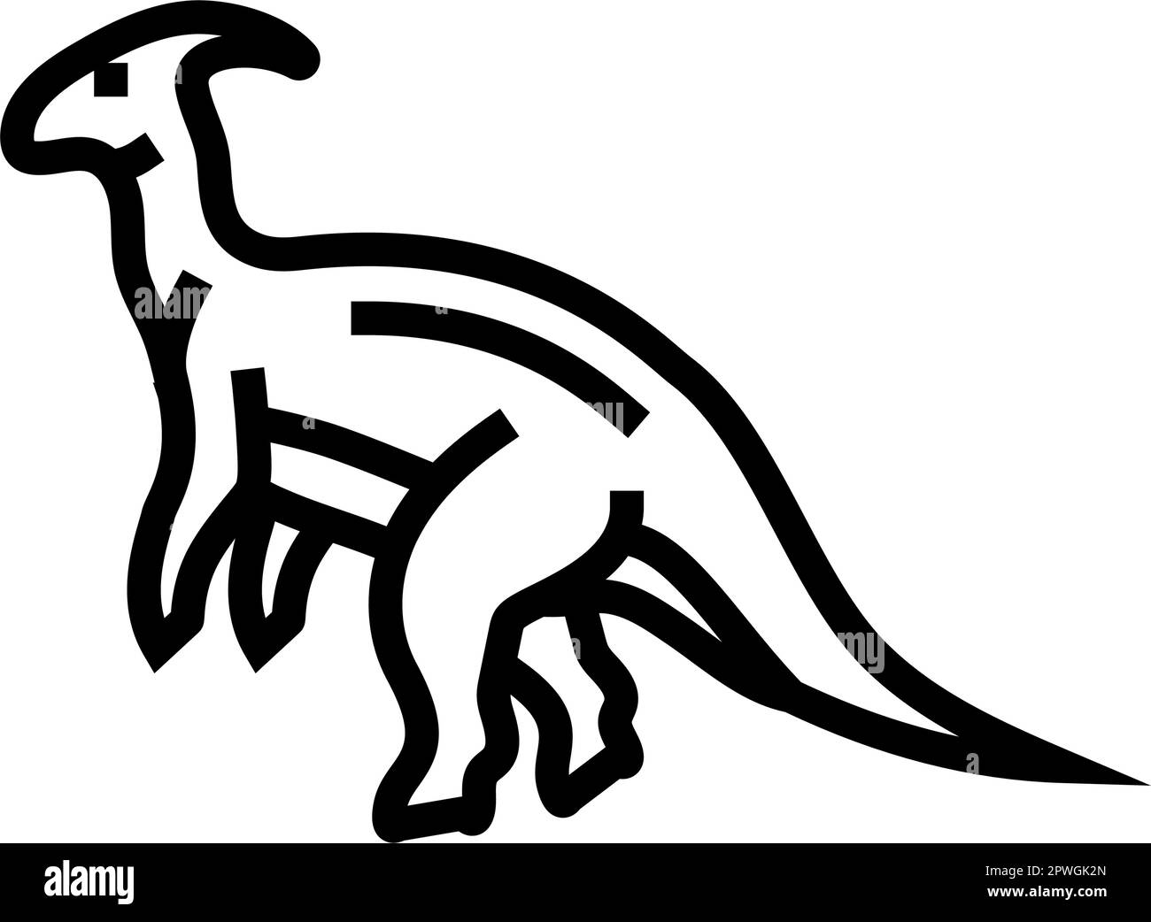 parasaurolophus dinosaurier Tierlinien-Symboldarstellung Stock Vektor