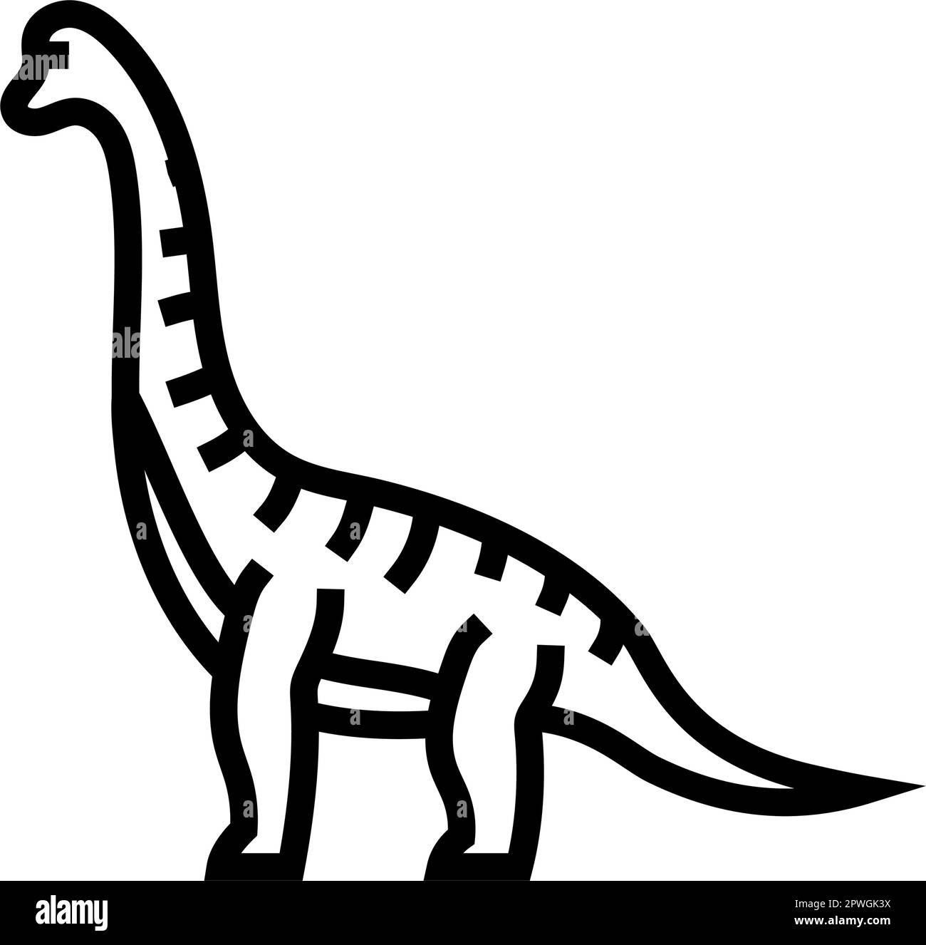 brachiosaurus dinosaurier Tierlinien-Symbol-Vektordarstellung Stock Vektor