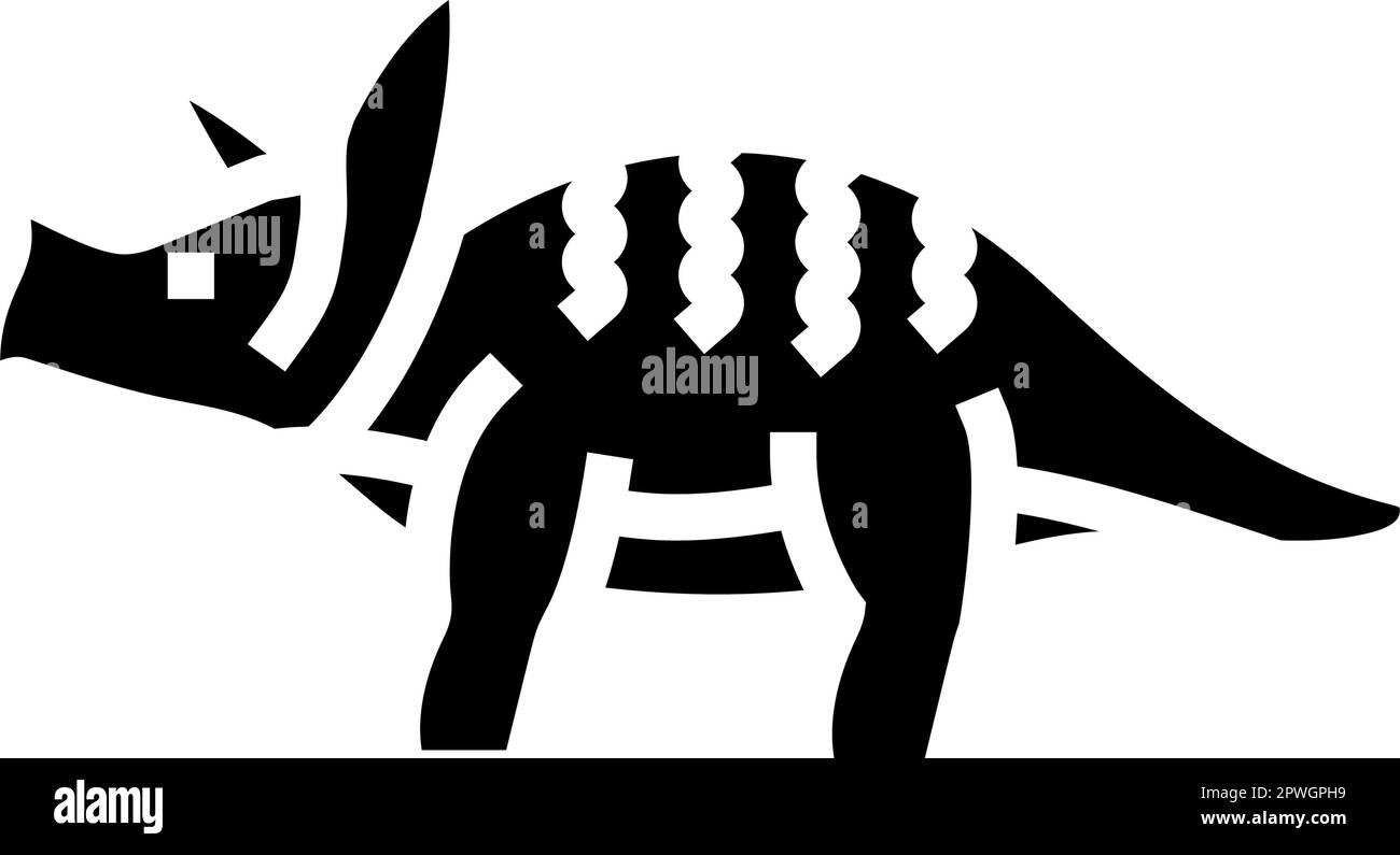 triceratops Dinosaurier Tier Glyphe Symbol Vektordarstellung Stock Vektor