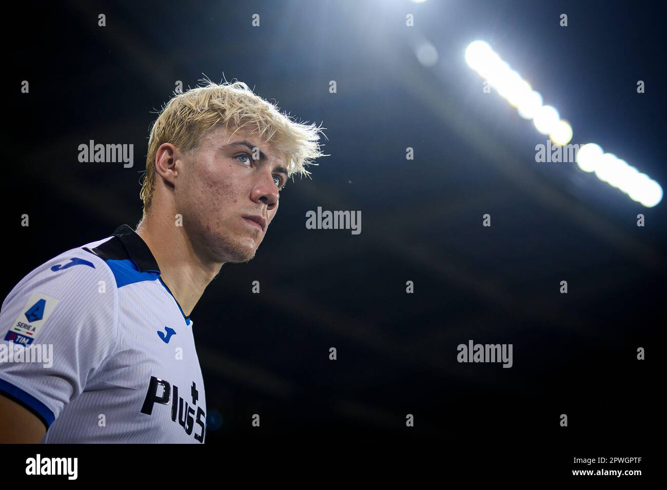 Turin, Italien. 29. April 2023 Rasmus Hojlund von Atalanta BC sieht vor der Serie A ein Fußballspiel zwischen dem Turin FC und Atalanta BC. Kredit: Nicolò Campo/Alamy Live News Stockfoto