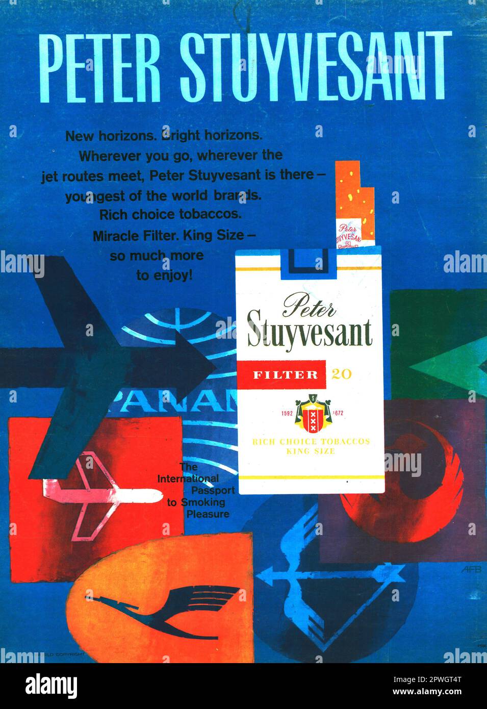 Peter Stuyvesant Zigarettesadvert in einem LIFE Magazin April 1967, Atlantic Edition Stockfoto