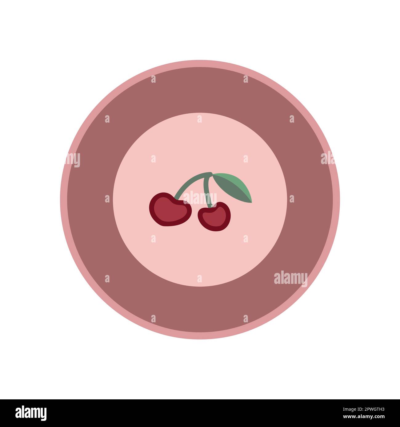 Rosafarbene Platte mit Cherry-Vektordarstellung Stock Vektor
