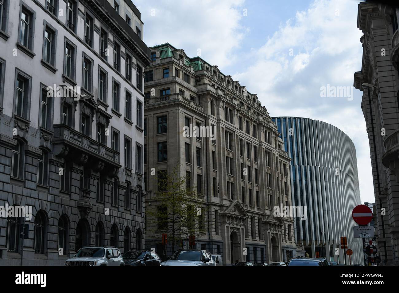 Alte und neue Gebäude Brüssel Stockfoto