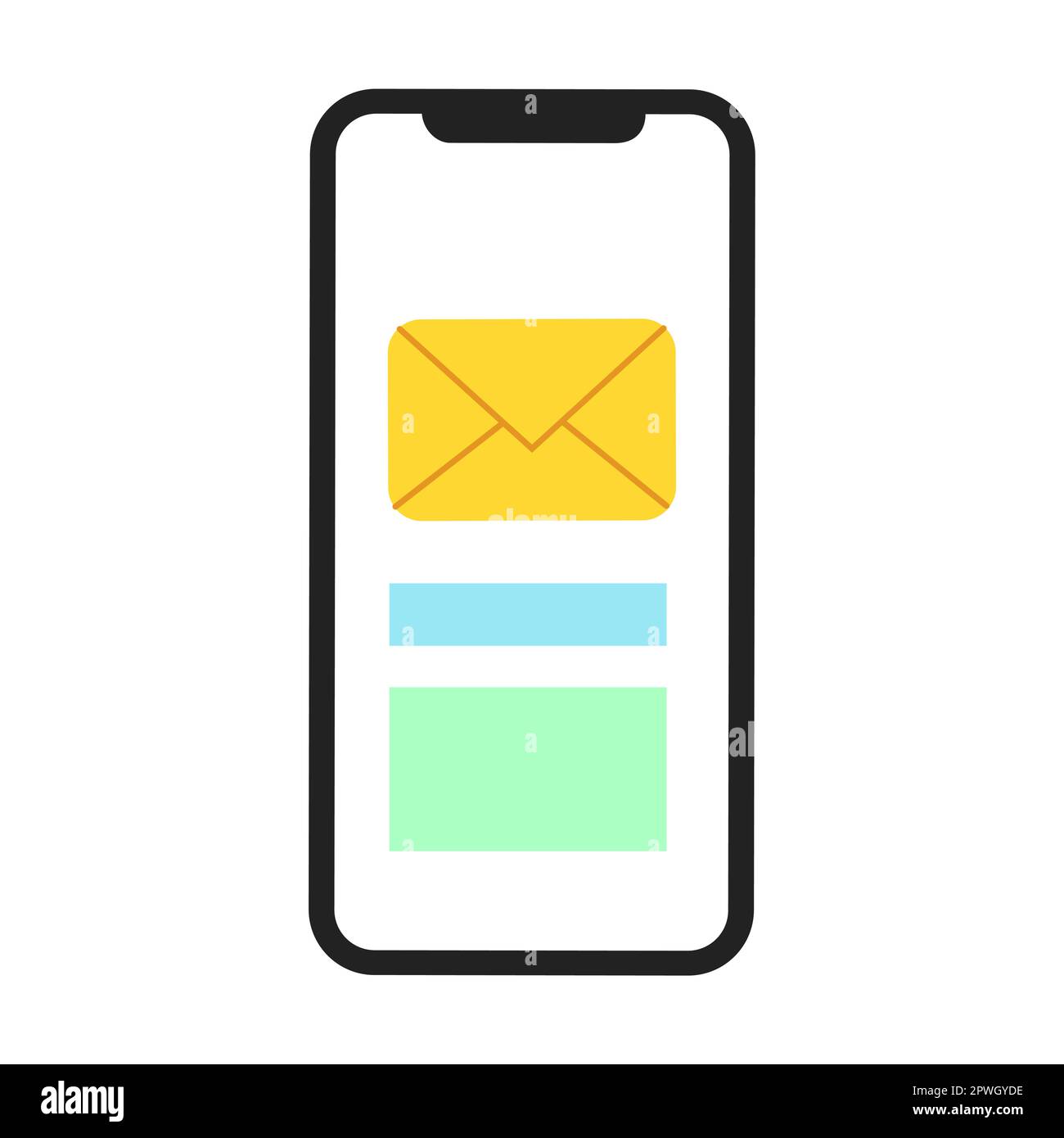 Abbildung eines Handyzeichens. Handyhülle, Ladegerät, Batterie isoliert auf weißem Hintergrund Stock Vektor