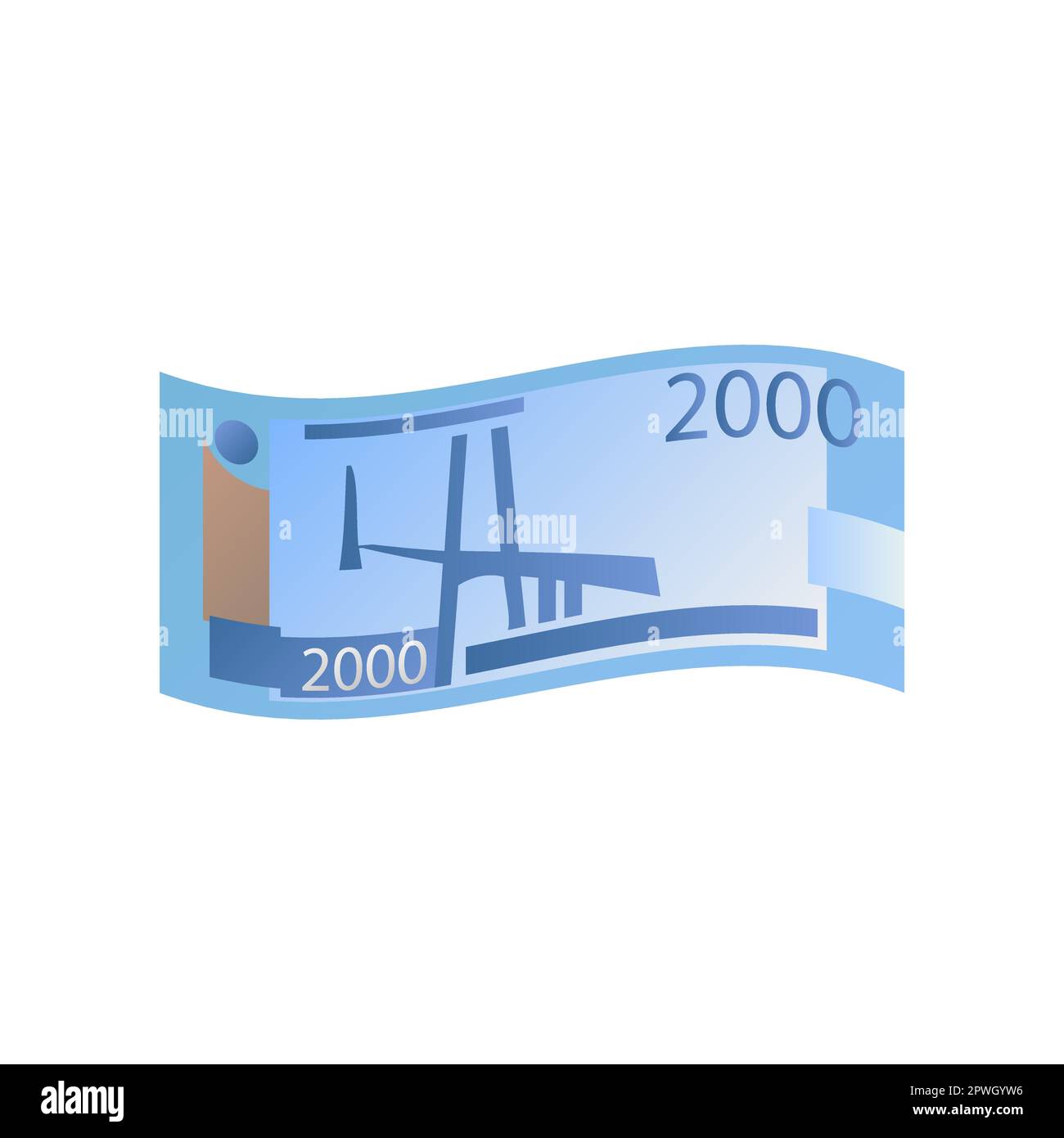 Kurvige zweitausend-Rubel-Banknote, Bargeld von Russland Stock Vektor