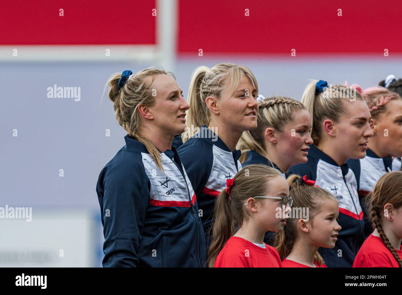 Halliwell Jones Stadium, Warrington, England. 29. April 2023 England gegen Frankreich, Frauen-Rugby-Liga, Mid-Season International. Kredit: Mark Percy Stockfoto
