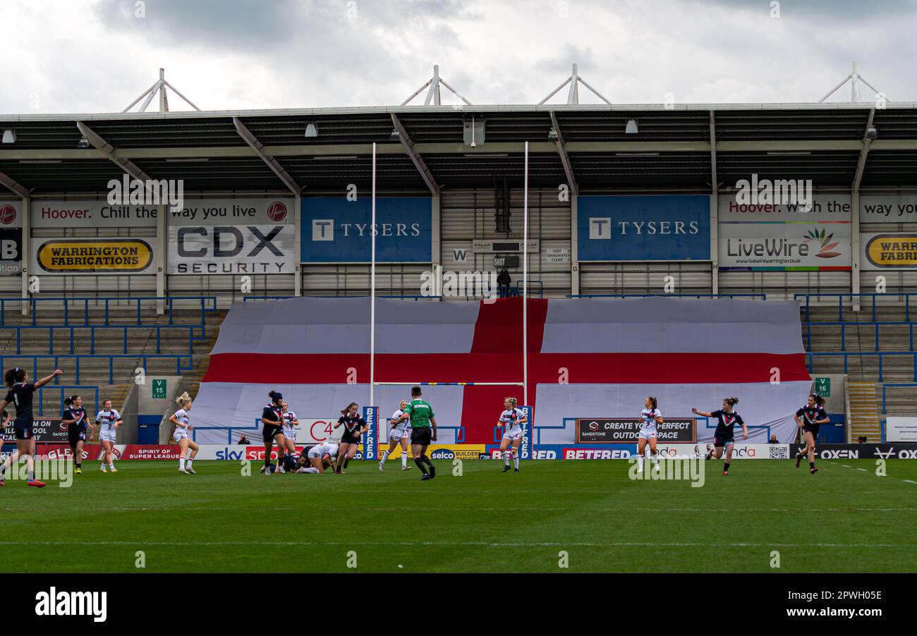 Halliwell Jones Stadium, Warrington, England. 29. April 2023 England gegen Frankreich, Frauen-Rugby-Liga, Mid-Season International. Kredit: Mark Percy Stockfoto