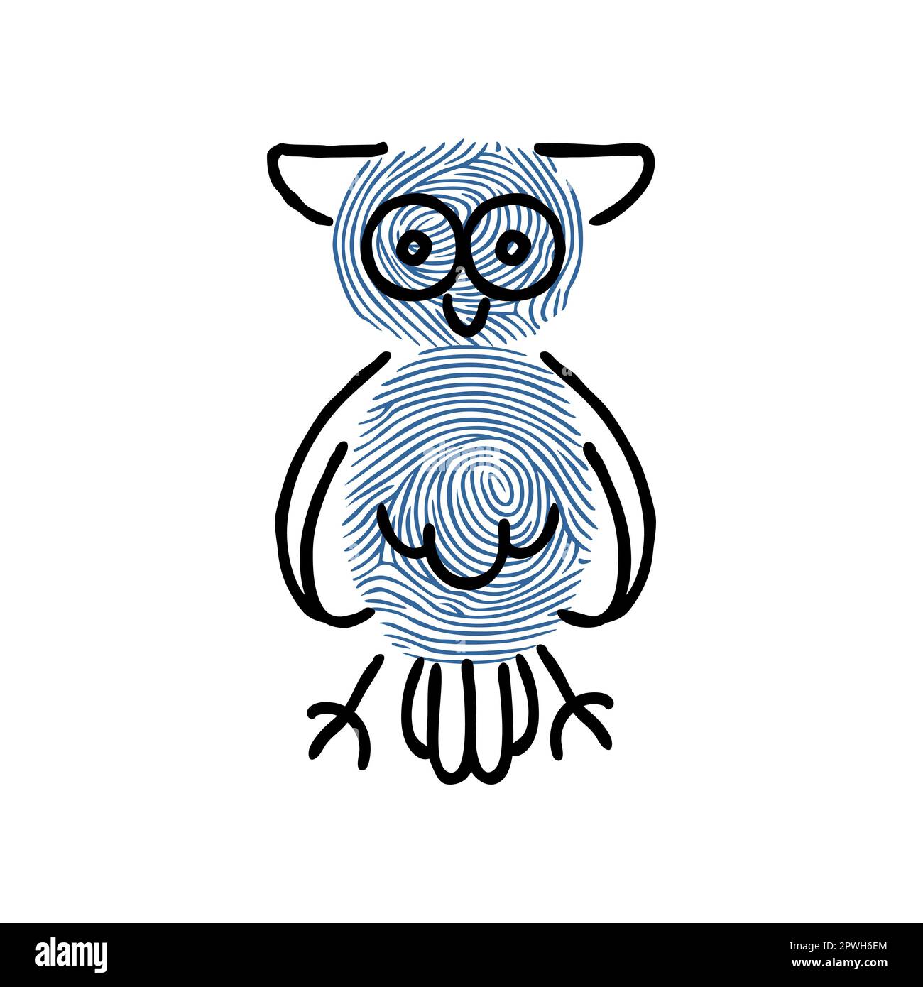 Süßes Fingerabdruck-Eulen-Cartoon-Bild Stock Vektor
