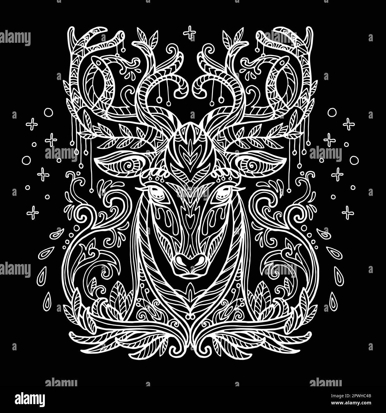 Vektorfarbe Hirschkopf weiße Vektordarstellung Stock Vektor