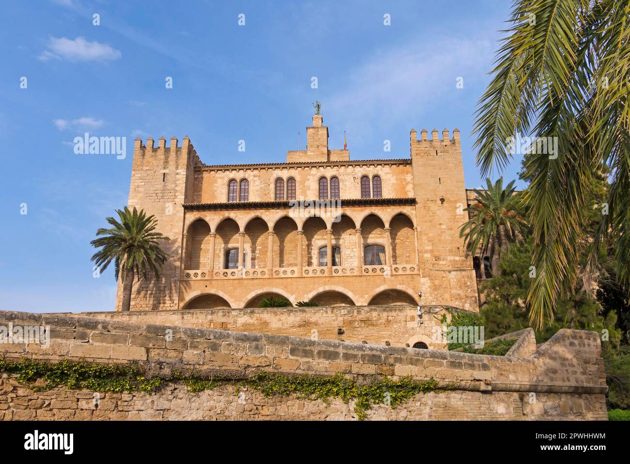 Koenigspalast, Palau Reial de lAlmudaina, Palma, Mallorca, Balearen, Spanien Stockfoto