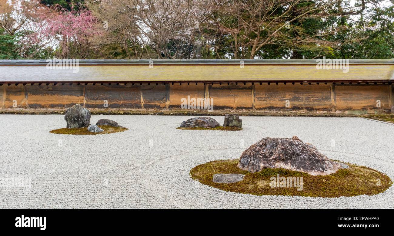 Zen Rock Garden im Ryoanji-Tempel in Kyoto, Japan Stockfoto