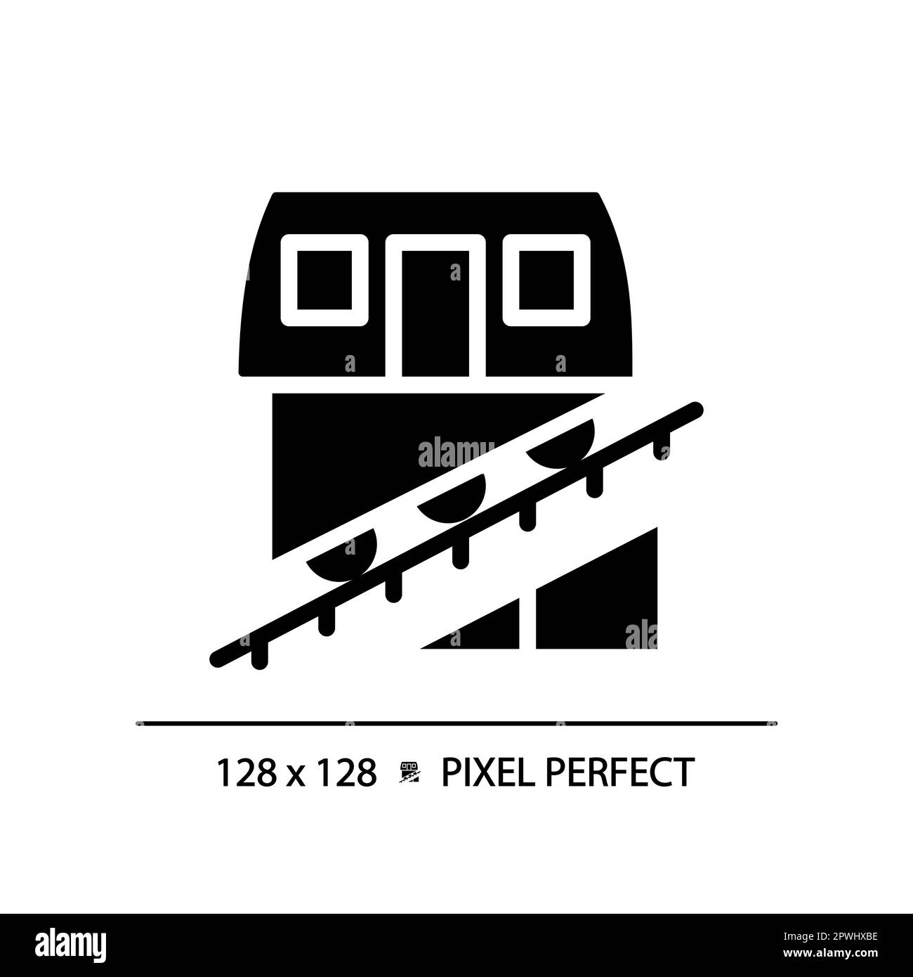 Funicular Pixel Perfect Black Glyphe Symbol Stock Vektor