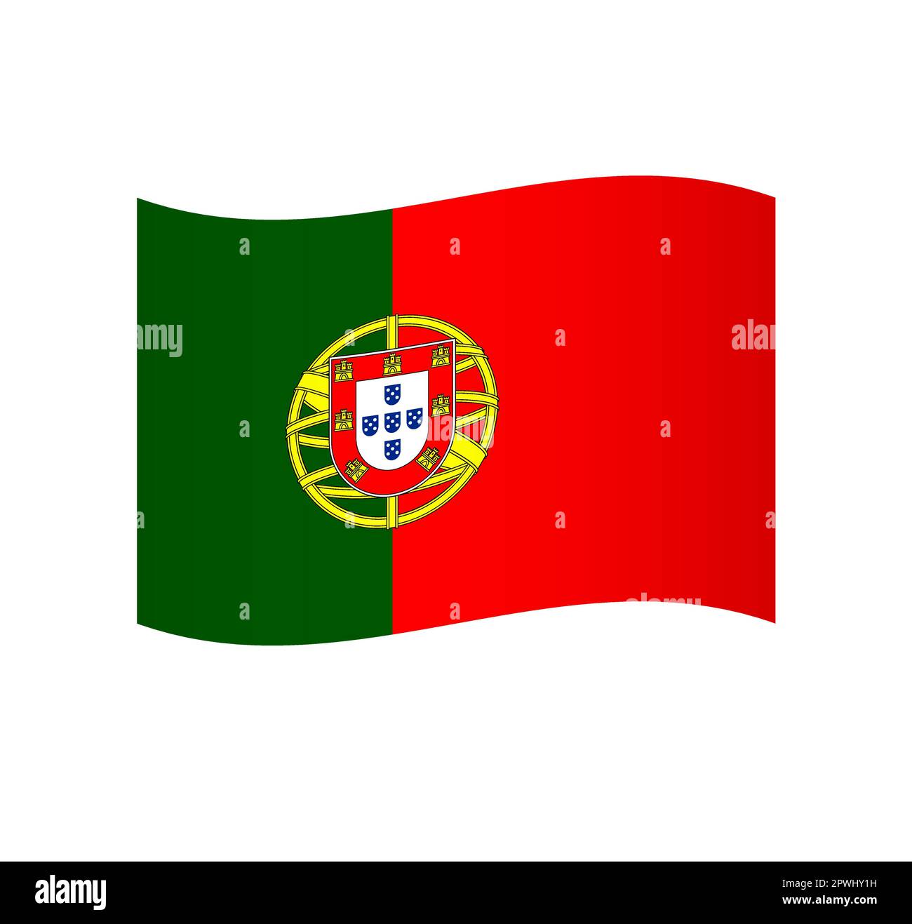 Portugiesische Flagge - einfaches wellenförmiges Vektorsymbol mit Schattierung. Stock Vektor