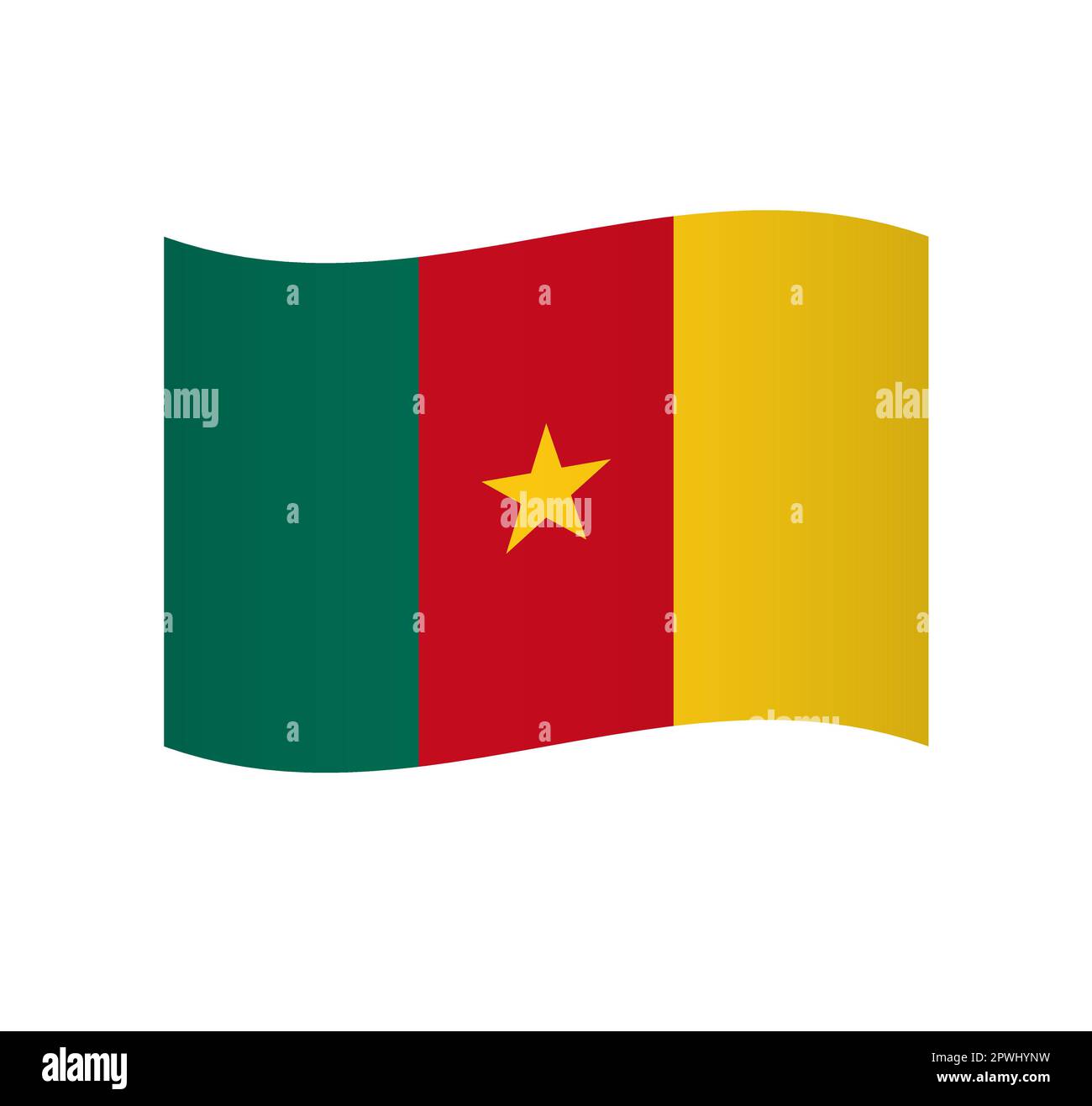 Kamerun-Flagge - einfaches Wavy-Vektorsymbol mit Schattierung. Stock Vektor