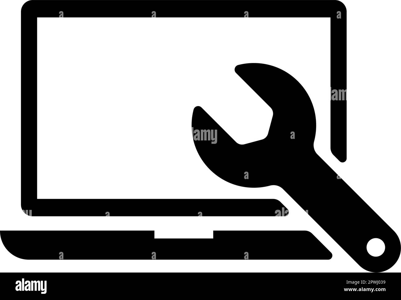 PC-Reparatur ( Wiederherstellung, Einrichtung usw. ) Abbildung des vektorsymbols Stock Vektor