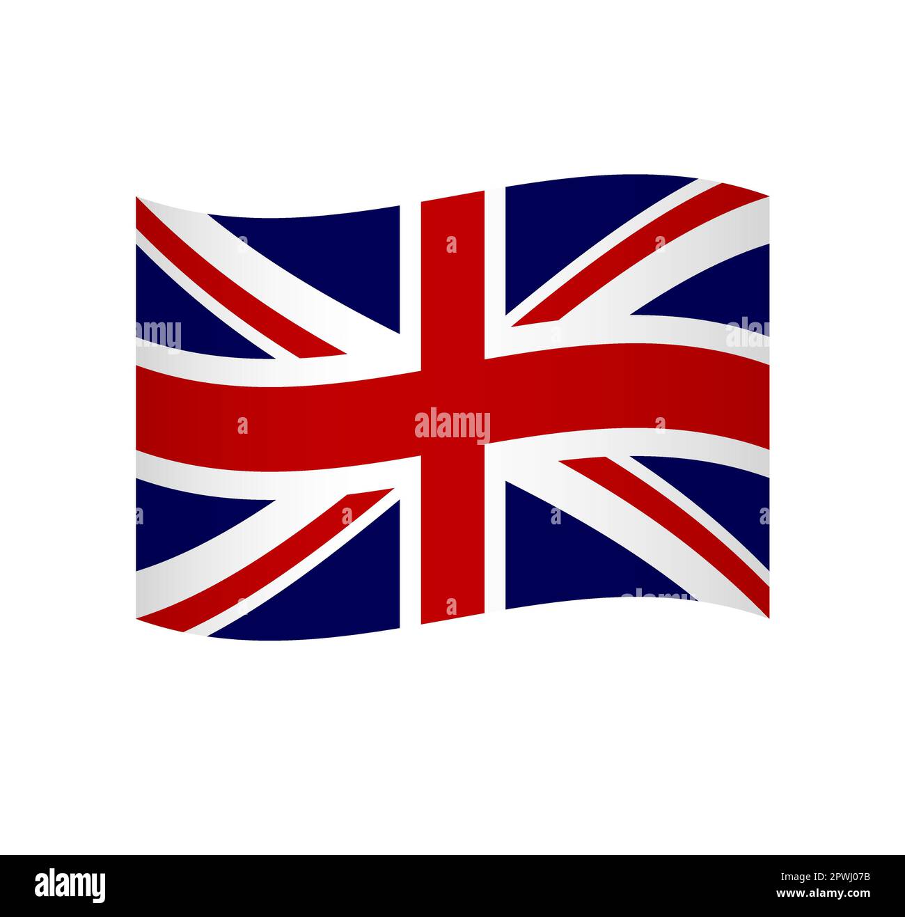Flagge des Vereinigten Königreichs Großbritannien und Nordirland - einfaches wellenförmiges Vektorsymbol mit Schattierung. Stock Vektor