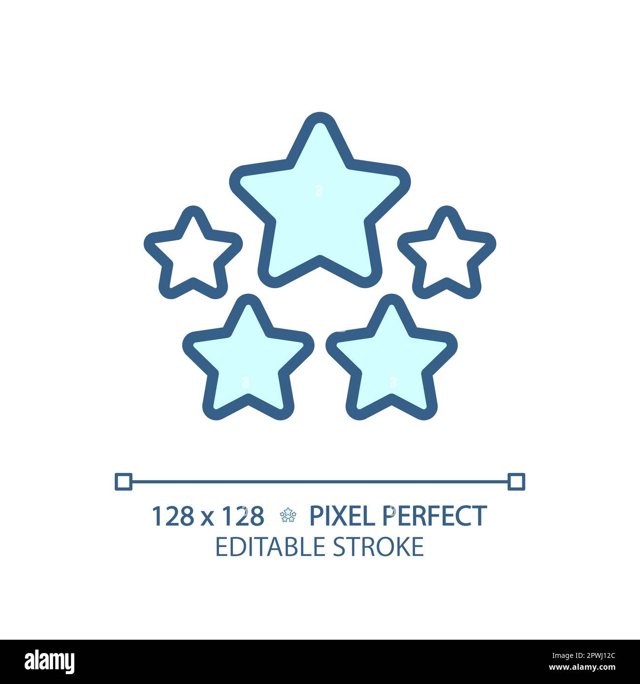 Fünf Sterne Pixel Perfect RGB-Farbsymbol Stock Vektor