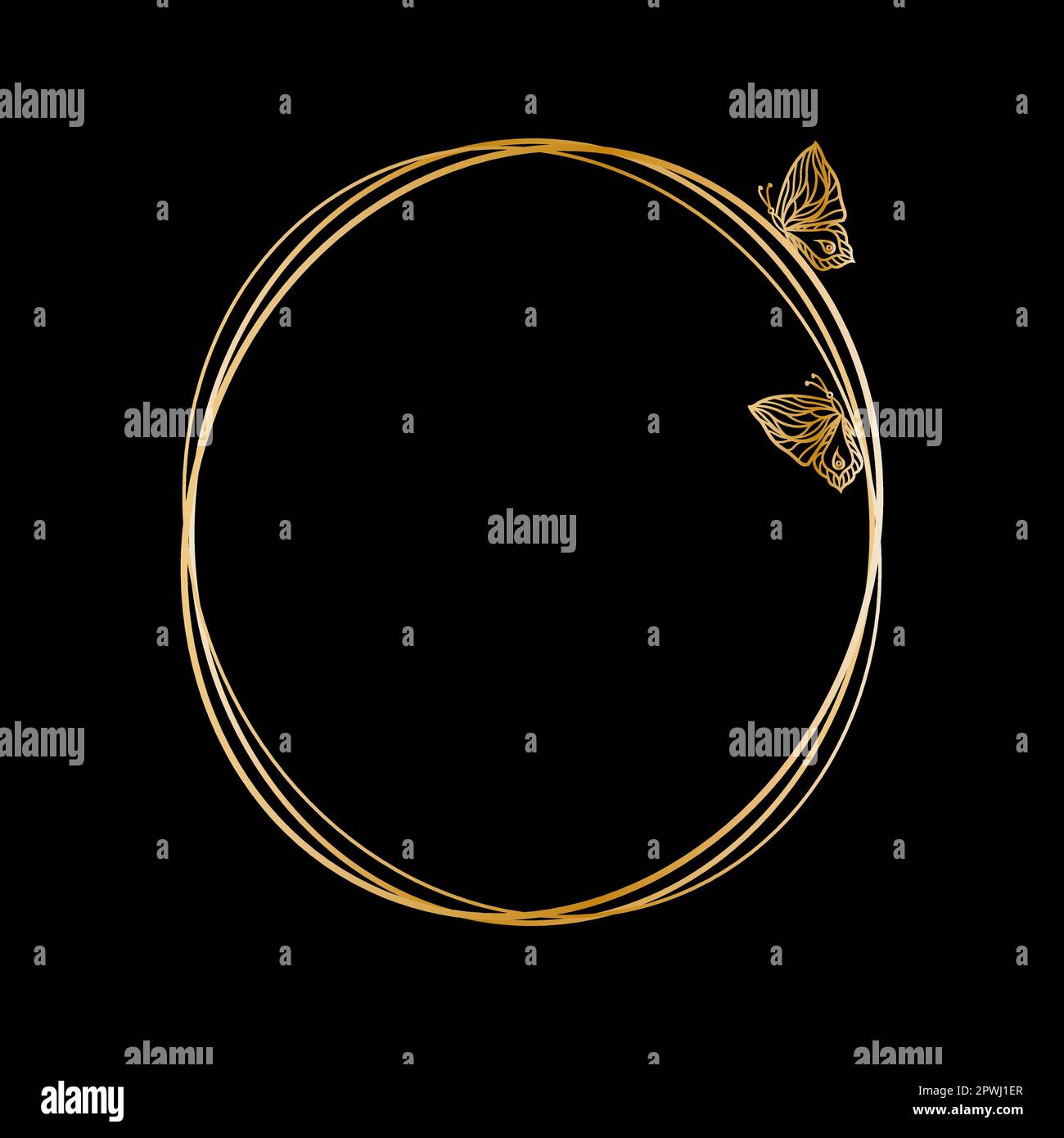 Goldene Rahmenlinie, geometrische Form des Vektor-Designelements Stock Vektor