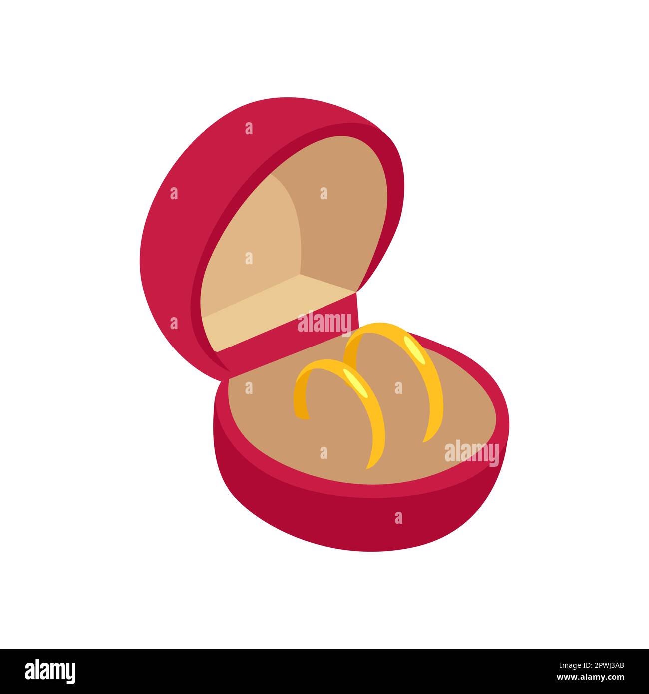 Vektorabbildung: Paar goldene Einrückringe in rotem Kästchen Stock Vektor