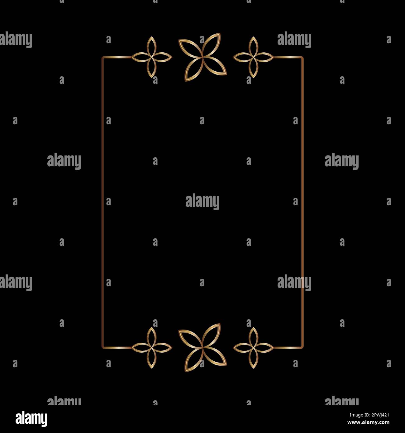 Goldene Rahmenlinien, geometrische Form des Vektor-Designelements Stock Vektor