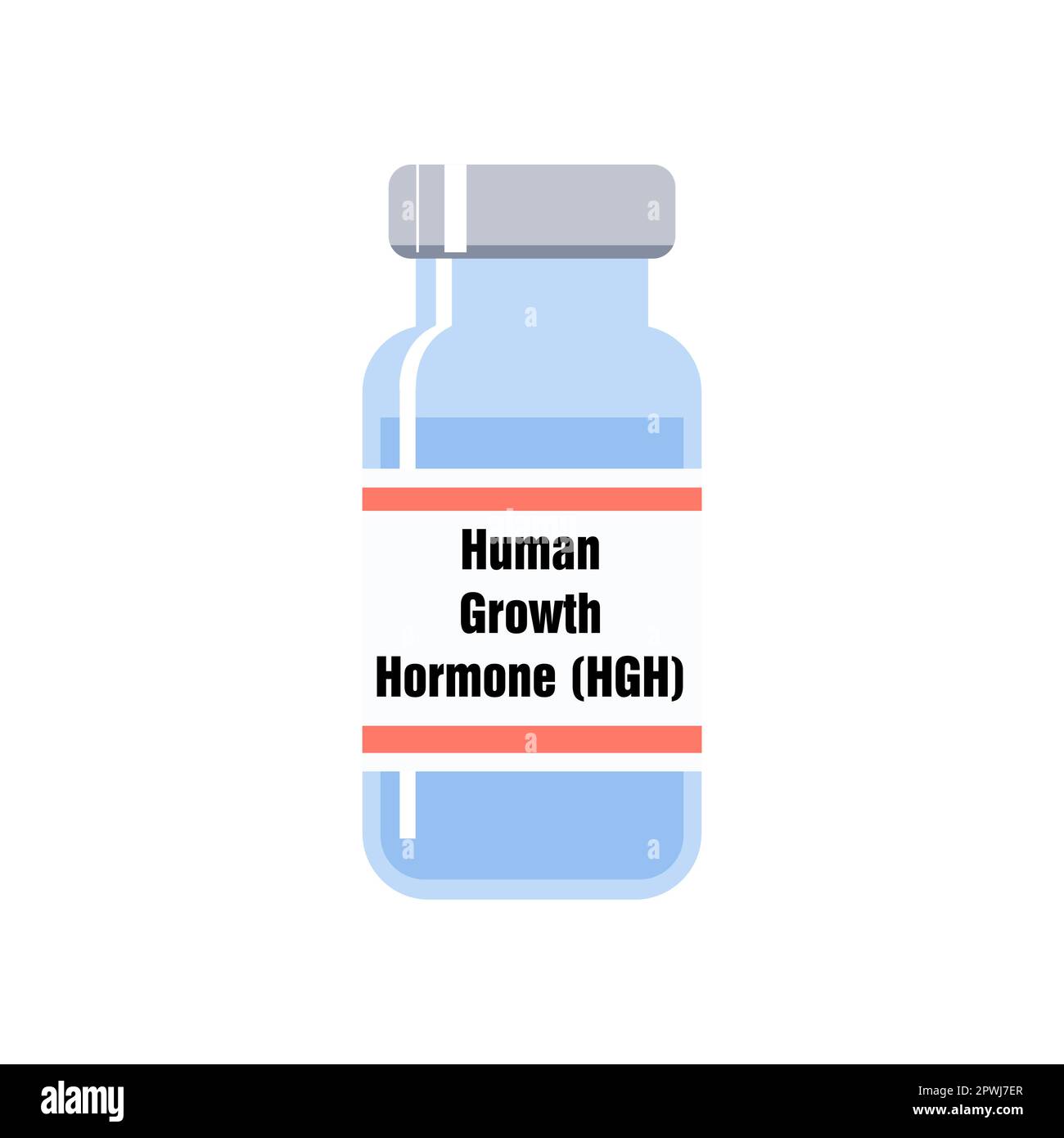Humanes Wachstumshormon (HGH)-Medikationsfläschchen. Auch bekannt als Somatotropin. Stock Vektor