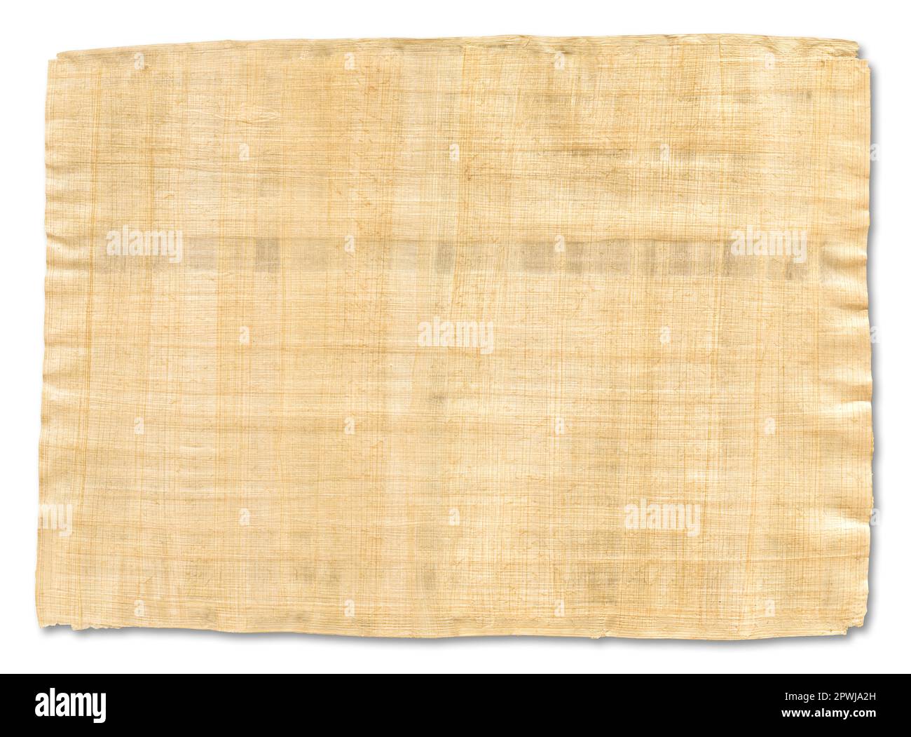 Alte braune Papyrus-Textur isoliert auf weißem Hintergrund Stockfoto
