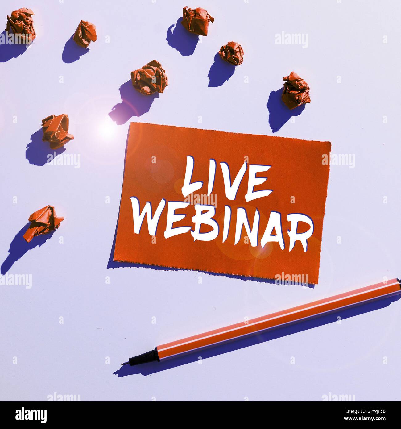 Konzeptionelle Darstellung Live-Webinar, Business-Konzept Interaktives Seminar, das über das Web in Echtzeit übertragen wird Stockfoto