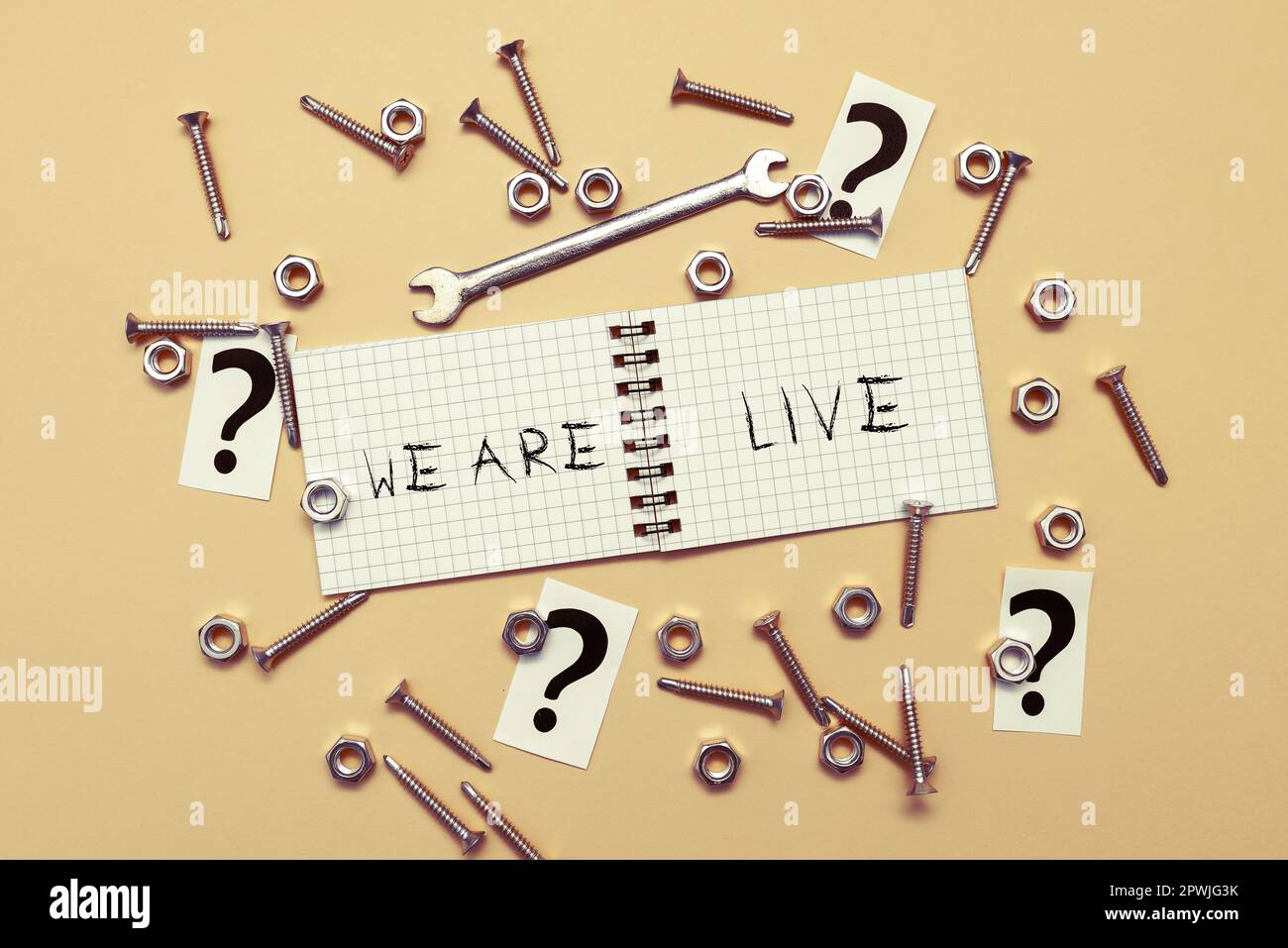 Textunterschrift Presentation We are Live, Business Concept Continuous Report oder Chat, der in Echtzeit gestreamt wird Stockfoto