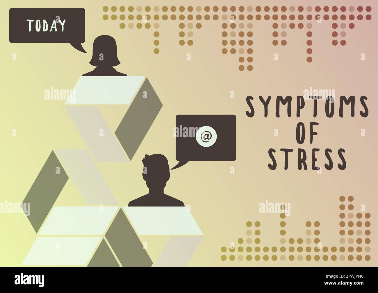 Inspiration zeigt Zeichen Symptome von Stress, Business Showcase dient als Symptom oder Zeichen vor allem für etwas unerwünschtes Stockfoto