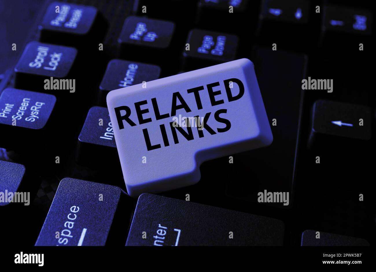 Inspiration mit Hinweisschildern Verwandte Links, Unternehmensübersicht Website innerhalb einer Webseite Querverweis Hotlinks Hyperlinks Stockfoto