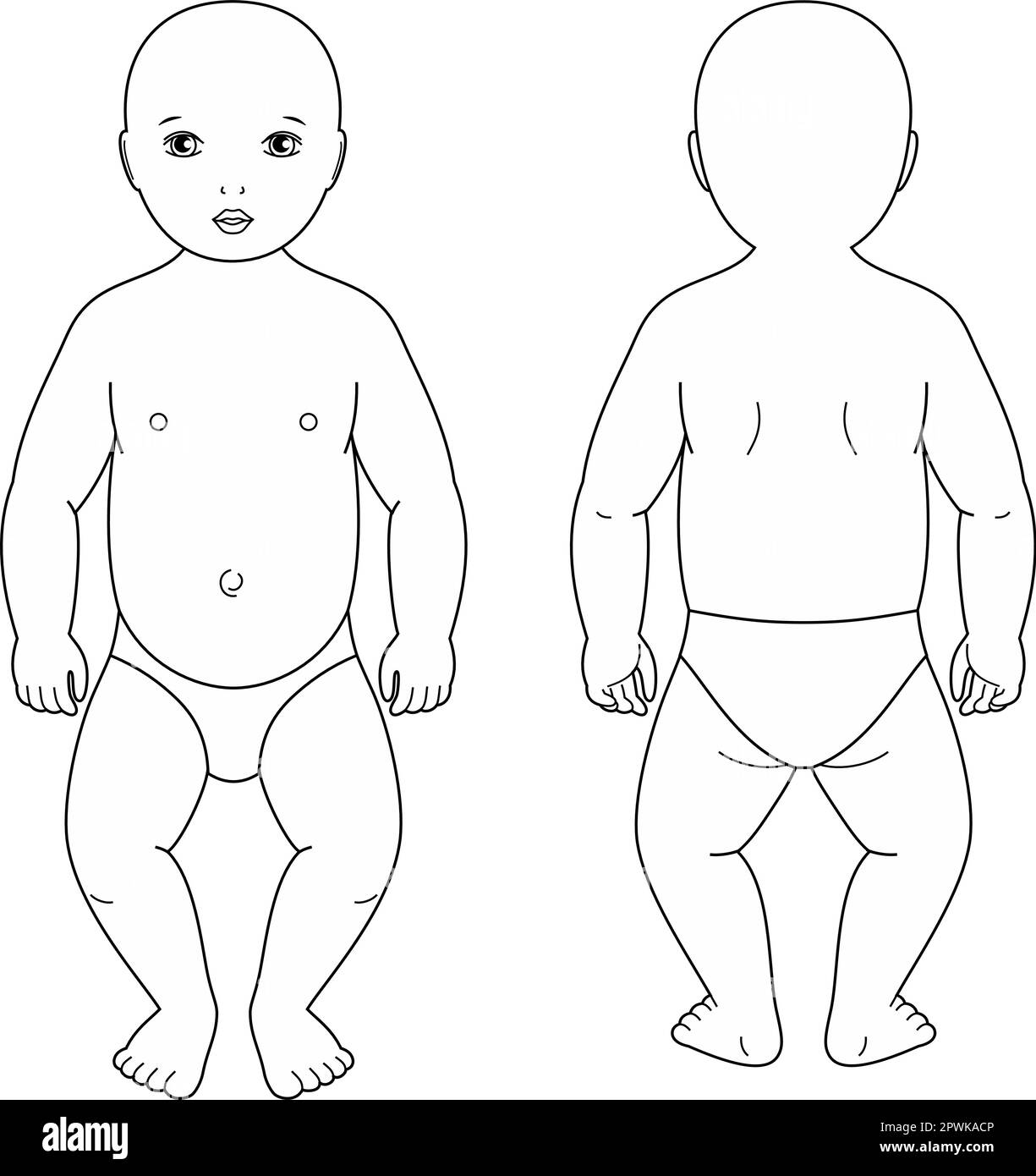 Die Figur eines Babys. Vorne und hinten. Stock Vektor