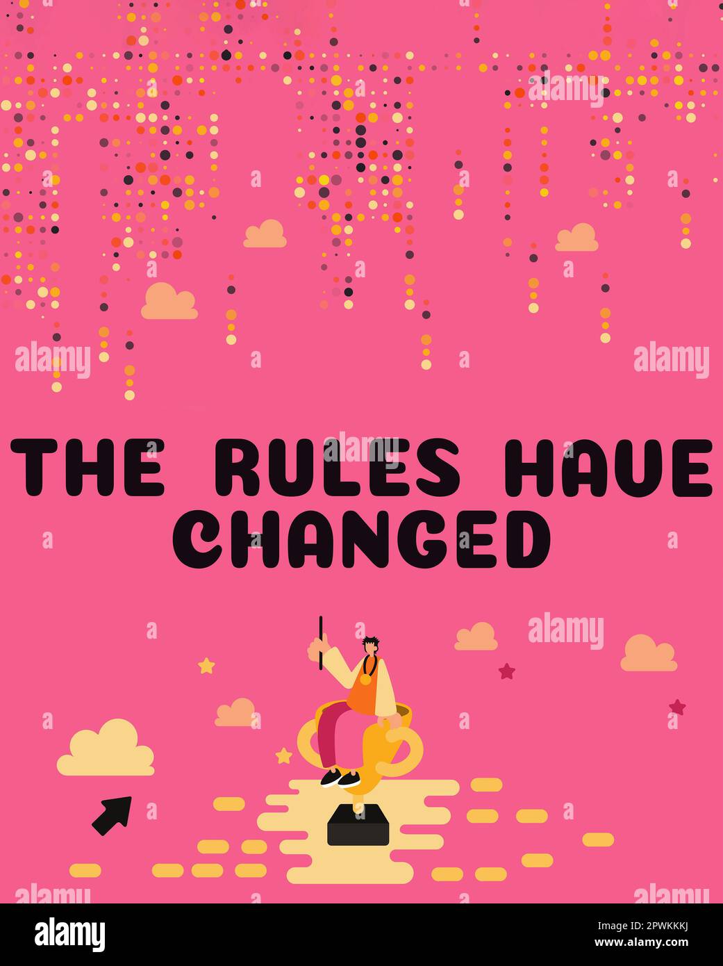 Das Schild zeigt die Regeln haben sich geändert, das Konzeptfoto die Vereinbarung oder Richtlinie verfügt über einen neuen Satz von Befehlen Stockfoto