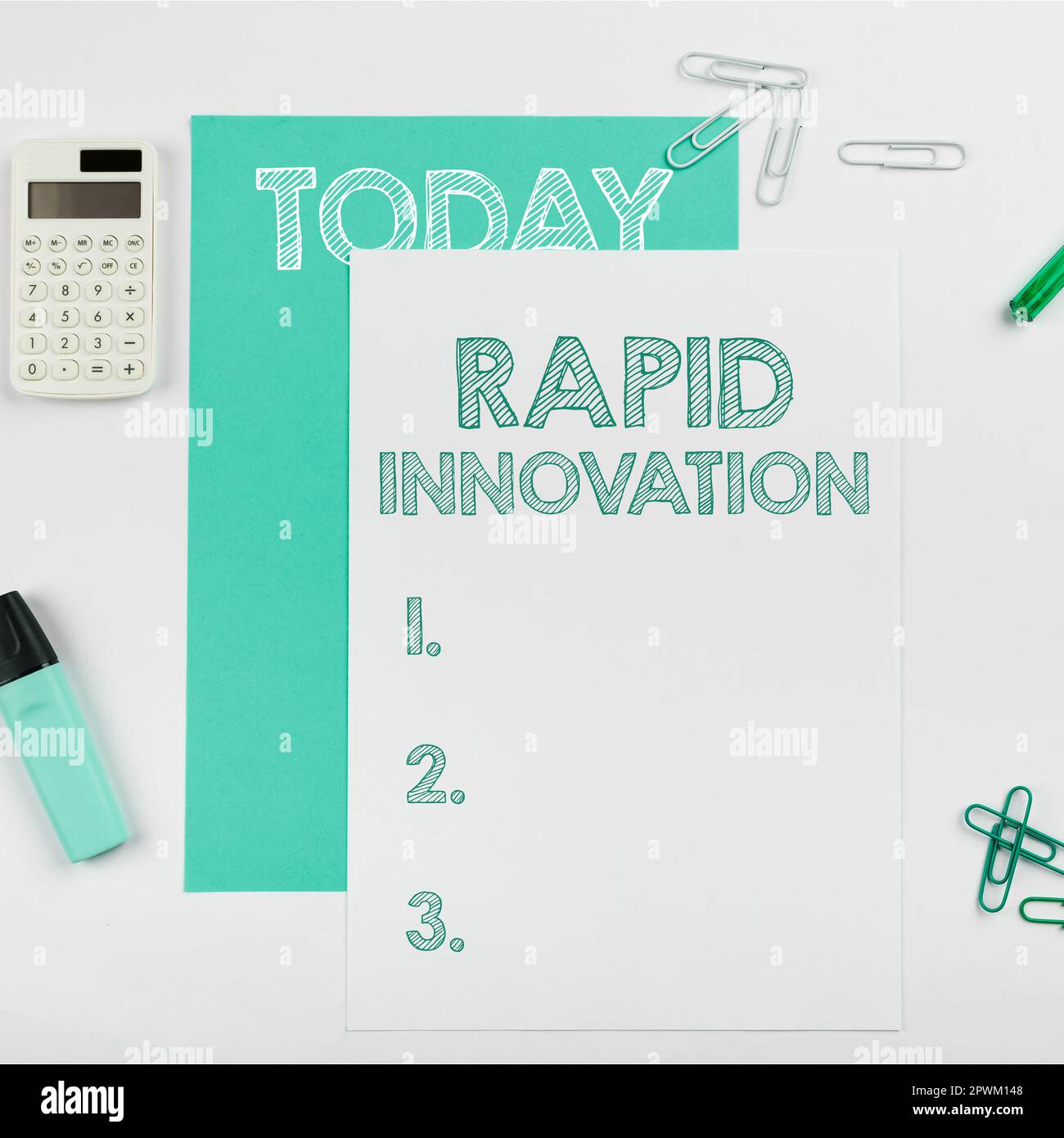 Schild mit Rapid Innovation, konzeptionelle Fotocharakteristik einer Website, die Suchmaschinenalgorithmen verwendet Stockfoto