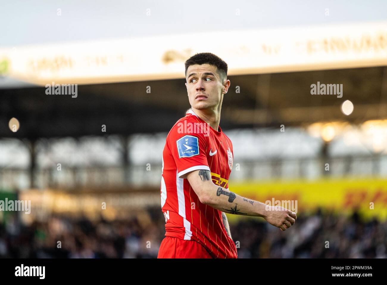 Farum, Dänemark. 30. April 2023. Oliver Villadsen vom FC Nordsjaelland nach dem Superliga-Spiel 3F zwischen dem FC Nordsjaelland und Aarhus GF rechts vom Dream Park in Farum. (Foto: Gonzales Photo/Alamy Live News Stockfoto