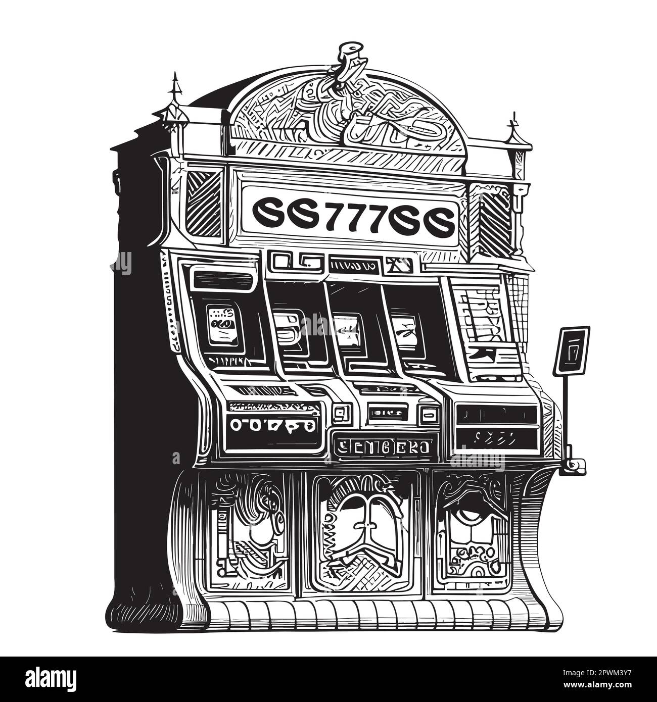 Von Hand gezeichnete Skizze Vektordarstellung der Casino-Maschine Stock Vektor