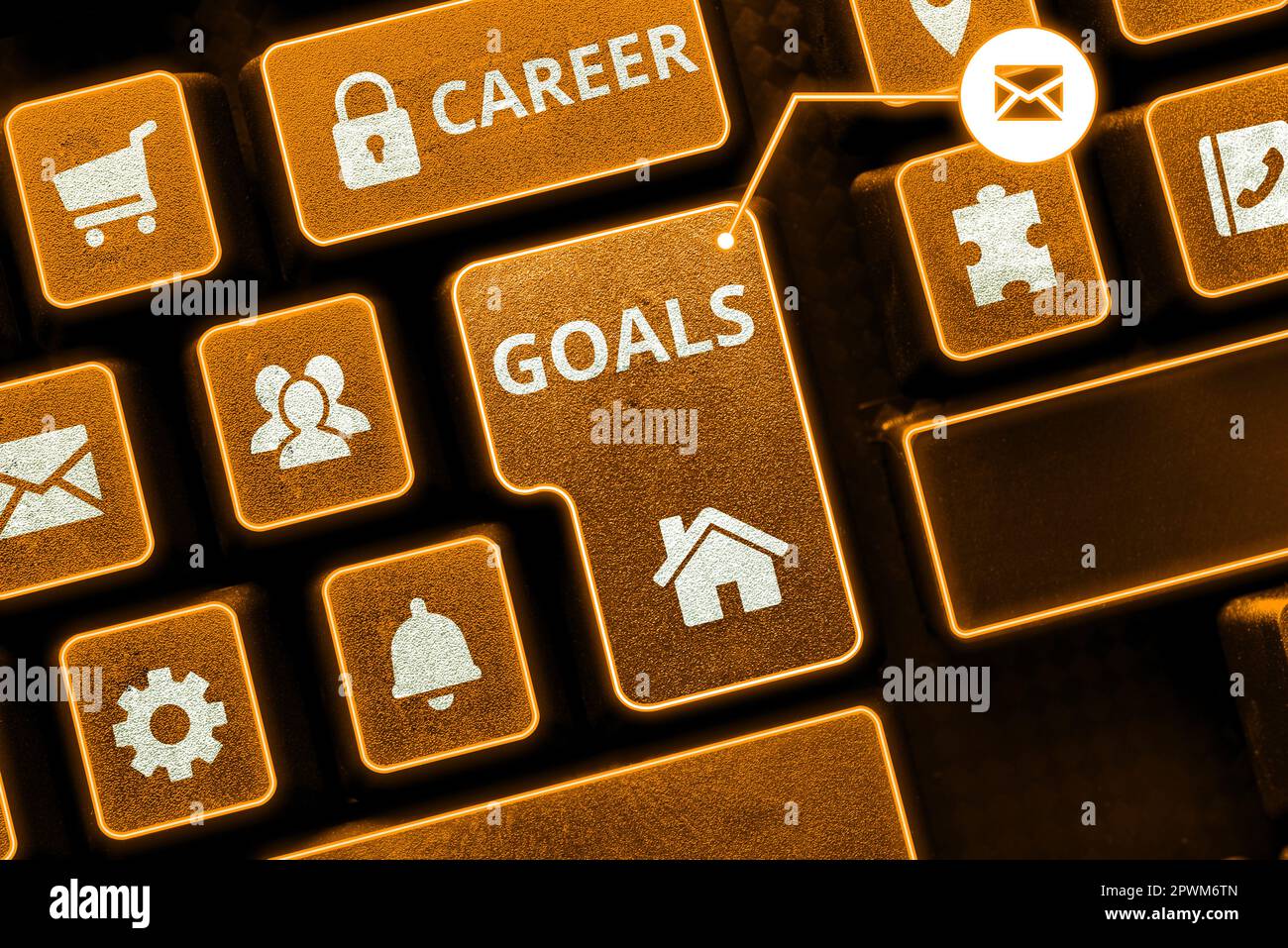 Handschriftlicher Text „Career Goals“ (Karriereziele), Wortschatz für den Beruf, den eine Person in ihrer Karriere verfolgen möchte Stockfoto