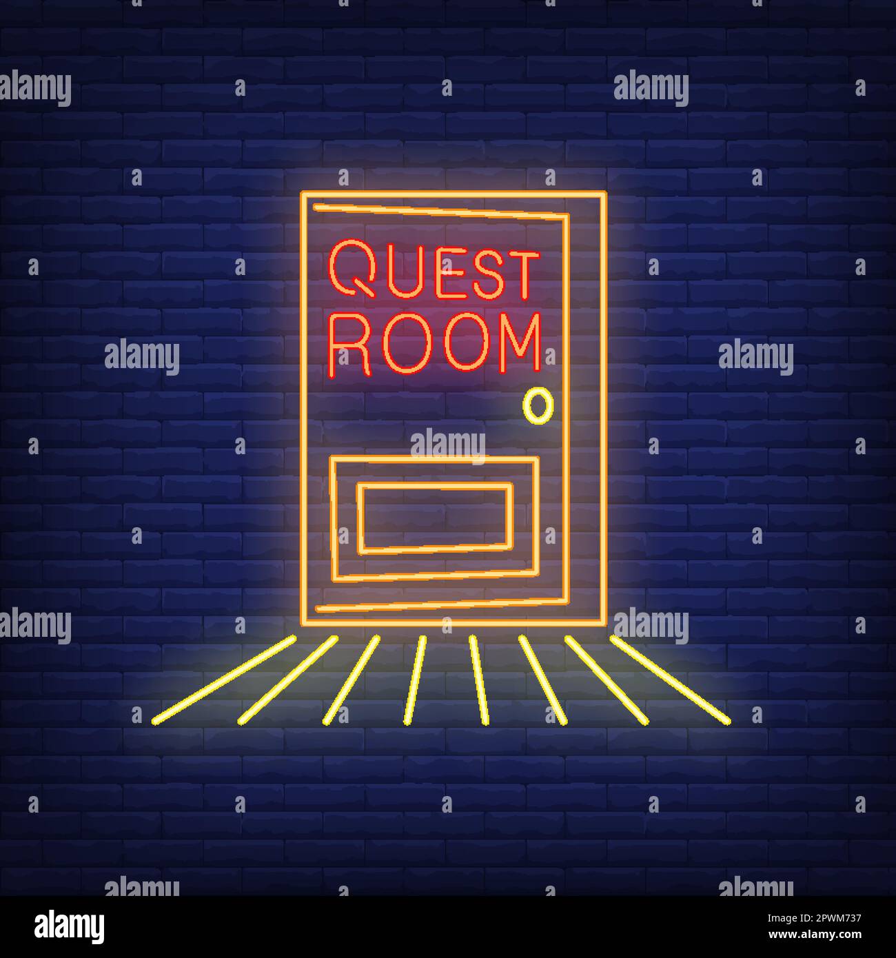 Quest Room Neonschild. Rote Buchstaben Stock Vektor