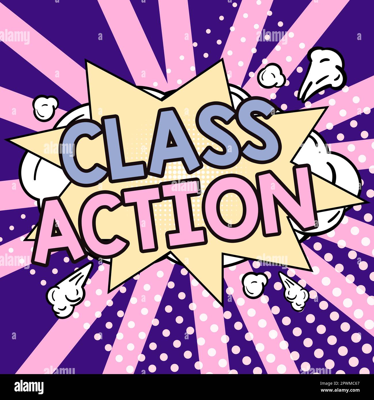 Text, der Inspiration Class Action, Word for Claim zeigt, eingereicht von einer kleinen Gruppe, die im Namen einer großen Gruppe handelt Stockfoto