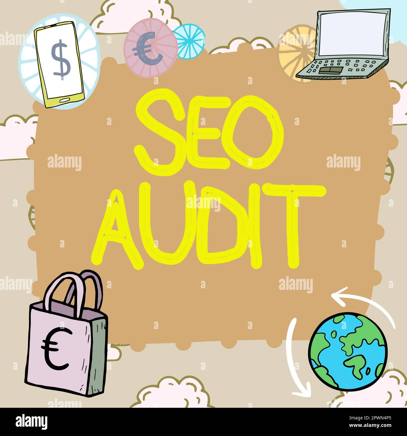 Handschriftenschild Seo Audit, Business Approach Search Engine Optimization Validating and Verifying Process Stockfoto