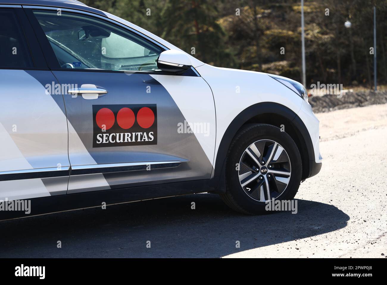 Ein Auto von Securitas. Stockfoto