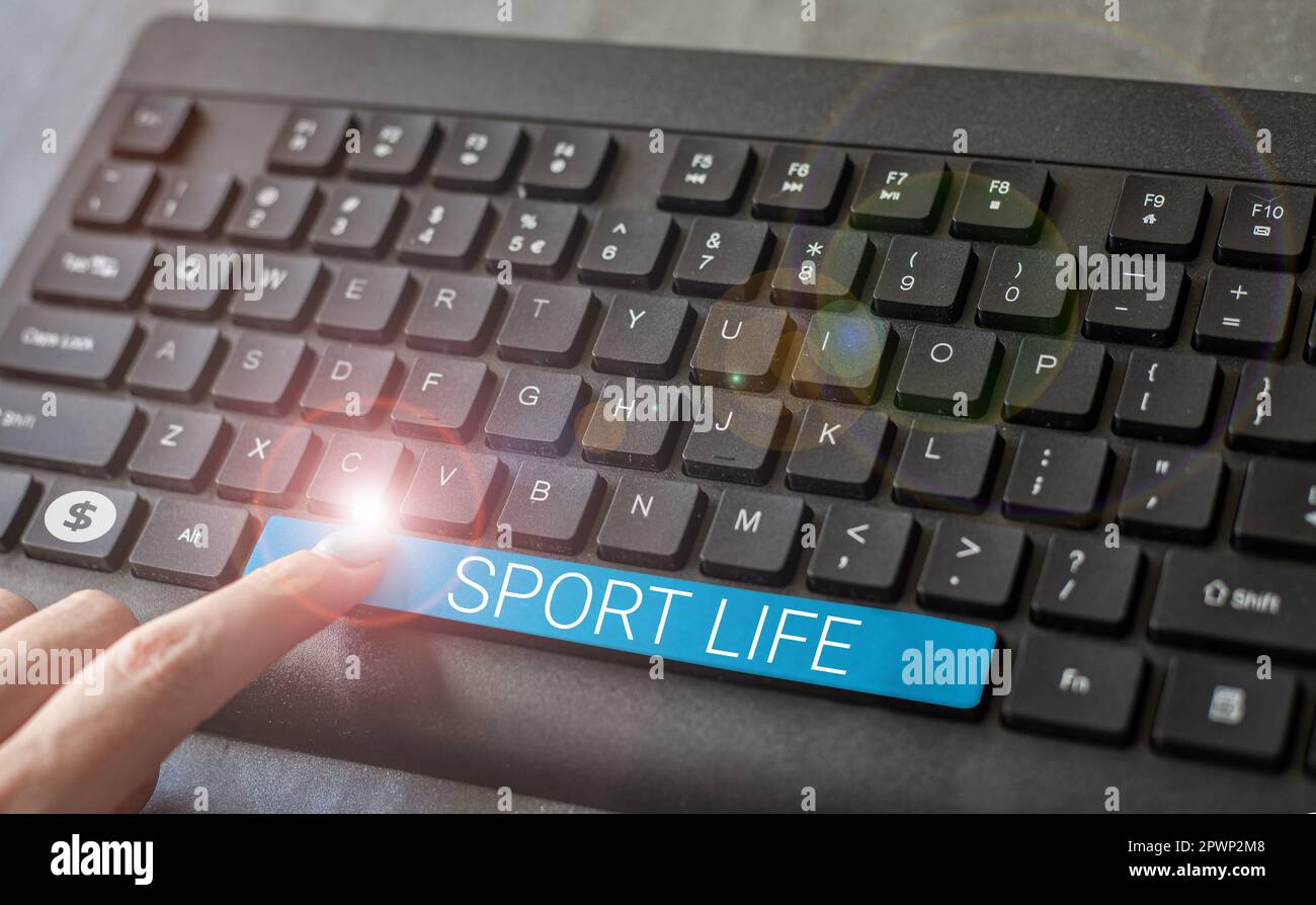 Schild mit Sport Life, Business Approach Sport oder anderen körperlichen Aktivitäten im Freien Stockfoto